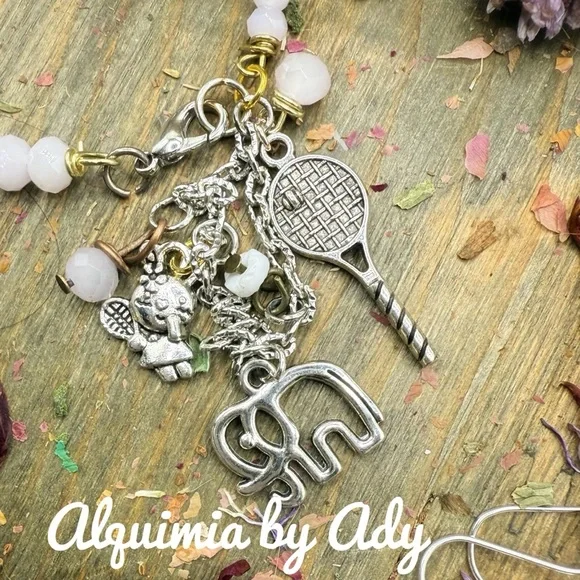 Beaded chain charms agate bracelet